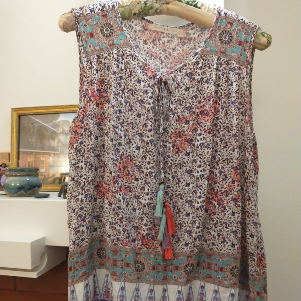 3 For $20: Chelsea & Violet Sleeveless Blouse with Tassels, Sz M